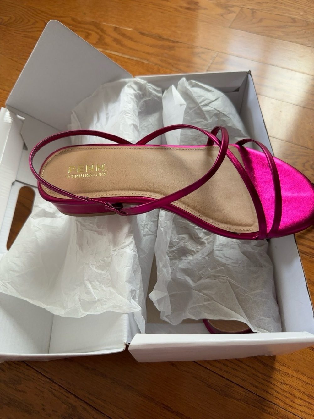 NIB PENN Penningtons Metallic Pink Strappy Sandals Size 8WW